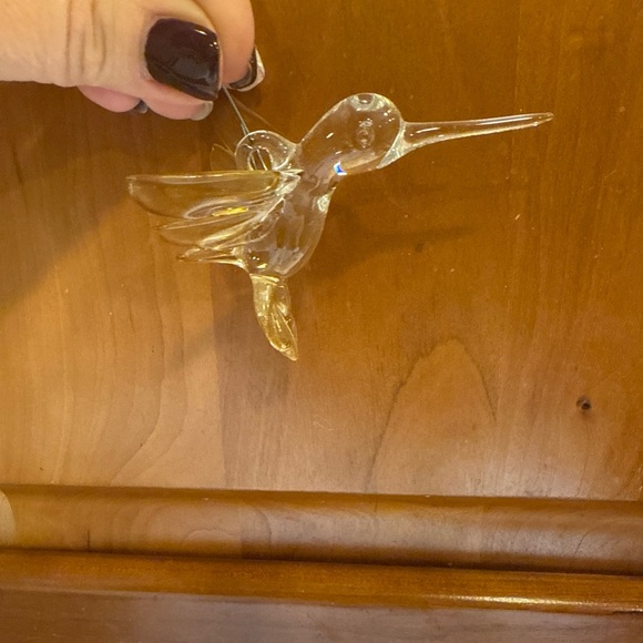 Vintage Blown Glass Hummingbird Figurines Clear Pink Gold Set of 5 - Picture 8 of 16